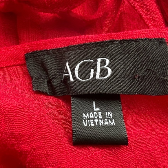 AGB Red Sleeveless Maxi Dress Waistband Lined Sequins Beaded Gauze Sz L Flowy - Picture 12 of 14